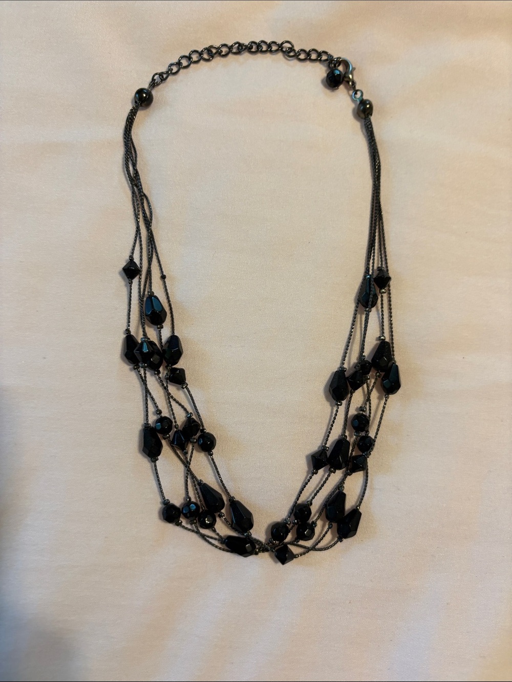 belk Multi-Strand Black Faceted Bead Necklace